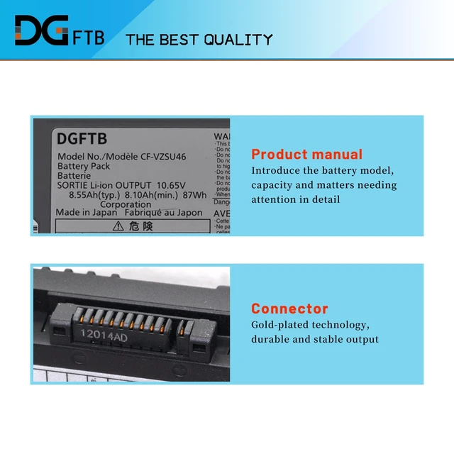 Alt view image 2 of 7 - New CF-VZSU46 Laptop Battery for Panasonic Toughbook CF-30 CF-31 CF-53 Series CF-VZSU46S CF-VZSU46U CF-VZSU46R CF-VZSU46AU CF-VZSU71U CF-VZSU72U CF-VZSU1430U (10.65V 87Wh/8550mAh/9Cell)