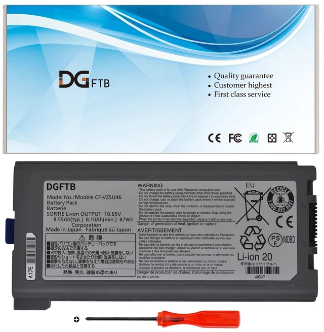 Main image of New CF-VZSU46 Laptop Battery for Panasonic Toughbook CF-30 CF-31 CF-53 Series CF-VZSU46S CF-VZSU46U CF-VZSU46R CF-VZSU46AU CF-VZSU71U CF-VZSU72U CF-VZSU1430U (10.65V 87Wh/8550mAh/9Cell)