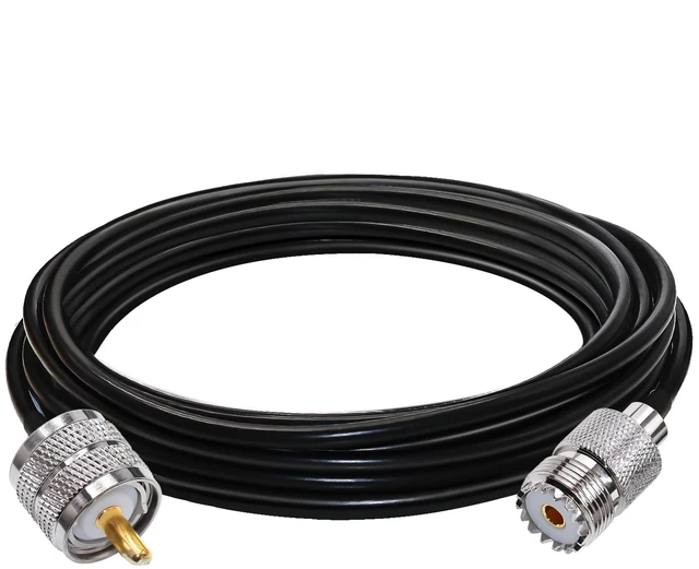 Main image of RG58 PL259 SO239 Cable 16.4ft(5M) UHF Male to Female Jumper 1PCS UHF Cable RG58 PL259 SO239 Male to Female Extension Coax Jumper Low Loss for Two Way Radio/CB Radio/Wireless LAN Devices