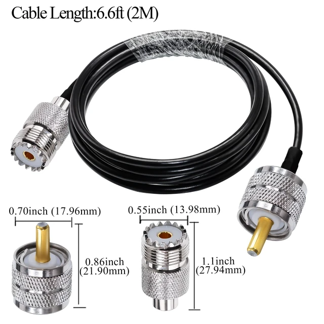 Alt view image 4 of 7 - RG58 PL259 SO239 Cable 16.4ft(5M) UHF Male to Female Jumper 1PCS UHF Cable RG58 PL259 SO239 Male to Female Extension Coax Jumper Low Loss for Two Way Radio/CB Radio/Wireless LAN Devices