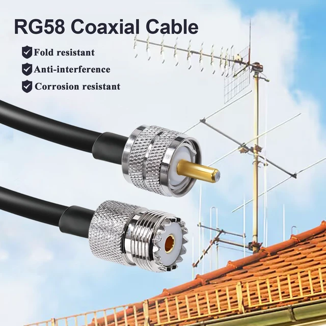 Alt view image 3 of 7 - RG58 PL259 SO239 Cable 16.4ft(5M) UHF Male to Female Jumper 1PCS UHF Cable RG58 PL259 SO239 Male to Female Extension Coax Jumper Low Loss for Two Way Radio/CB Radio/Wireless LAN Devices