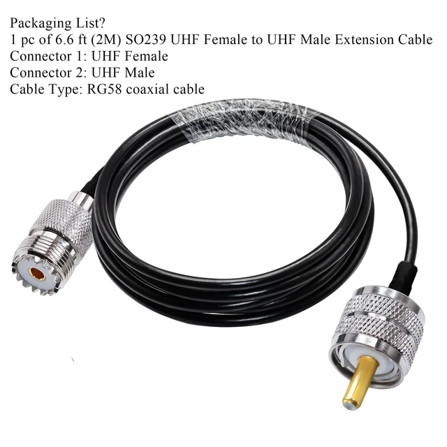 Alt view image 6 of 7 - RG58 PL259 SO239 Cable 16.4ft(5M) UHF Male to Female Jumper 1PCS UHF Cable RG58 PL259 SO239 Male to Female Extension Coax Jumper Low Loss for Two Way Radio/CB Radio/Wireless LAN Devices