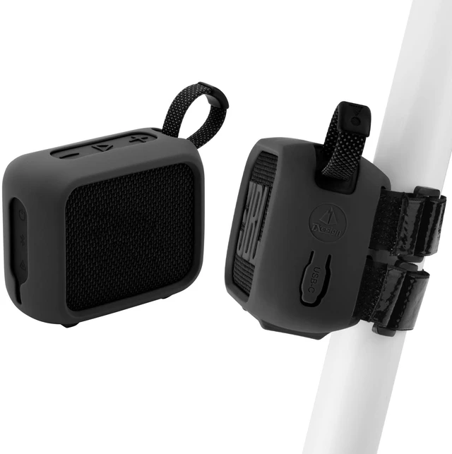 Main image of Silicone Case for JBL Go 4, Go 4 Protective Cover, Travel Carrying Pouch w Anti-Dust Charging Cover Speaker Mount Strap (Black)