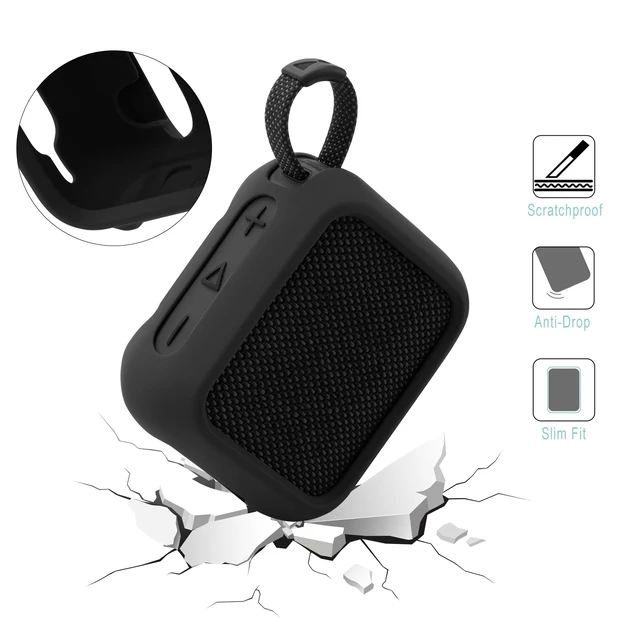 Alt view image 2 of 7 - Silicone Case for JBL Go 4, Go 4 Protective Cover, Travel Carrying Pouch w Anti-Dust Charging Cover Speaker Mount Strap (Black)