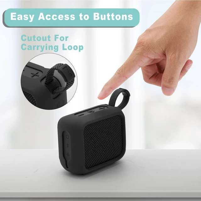 Alt view image 3 of 7 - Silicone Case for JBL Go 4, Go 4 Protective Cover, Travel Carrying Pouch w Anti-Dust Charging Cover Speaker Mount Strap (Black)