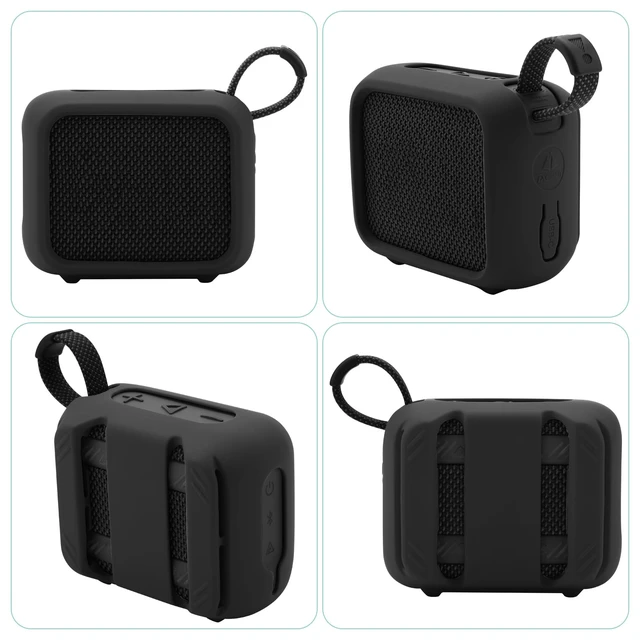 Alt view image 7 of 7 - Silicone Case for JBL Go 4, Go 4 Protective Cover, Travel Carrying Pouch w Anti-Dust Charging Cover Speaker Mount Strap (Black)