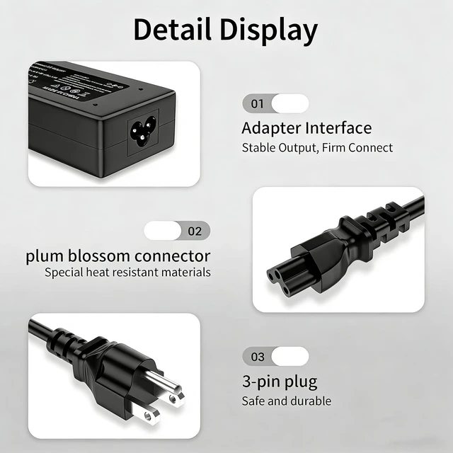 Alt view image 4 of 6 - 90W Adapter Power Supply Cord Charger Compatible with HP All-in-One 18" 19" 20" 21" 22" 23" 24" 27" Laptop ProDesk 400 600 260 405 EliteDesk 800 705 Omni 120 100 Slimline 400 260 270 AIO Desktop