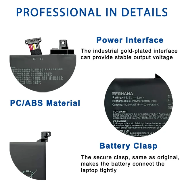 Alt view image 5 of 6 - C41N1531 Laptop Battery Replacement for ASUS ROG GL502VS GL502VY GL502VS-1A GL502VY-DS71 Strix GL502VS-FY032T G502VY-FY065T Series 0B200-01940100 15.2V 62Wh 4-Cell