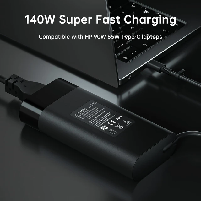 Alt view image 7 of 7 - 140W USB C Charger Compatible with HP OMEN Transcend 14 14-fb0000 14t-fb1000, for HP Spectre X360 2-in-1 16-aa0023dx TPN-LA29 N22270-001 Laptop Adapter Cord