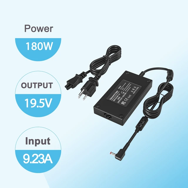 Alt view image 2 of 7 - 180W Charger for Acer Nitro 5 7 AN515 57 AN517 ANV15 ANV14 ANV16 ANV15-51 for V14 V15 V17 V16 V17 Triton 300 500 PH315-52 PH317-54 PT515-51 Laptop 19.5V 9.23A Power Supply Adapter