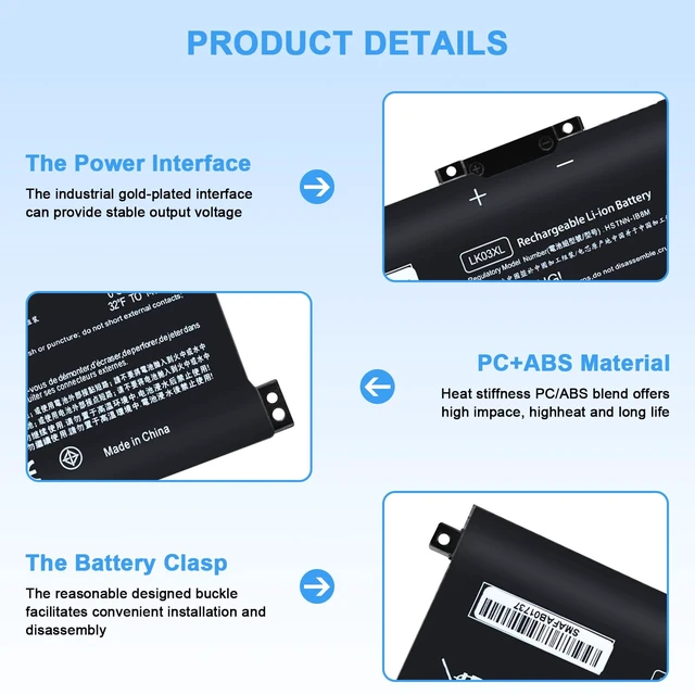 Alt view image 3 of 7 - LK03XL L09281-855 Battery Replacement for HP Envy X360 15m-cn0012dx 15m-cn0011dx 15m-bp112dx 15m-bq121dx 17-bw0013dx 15-CN 15-BQ 15-BP 17-AE 916814-855 L09281-855 L08855-856 55.8Wh LKO3XL