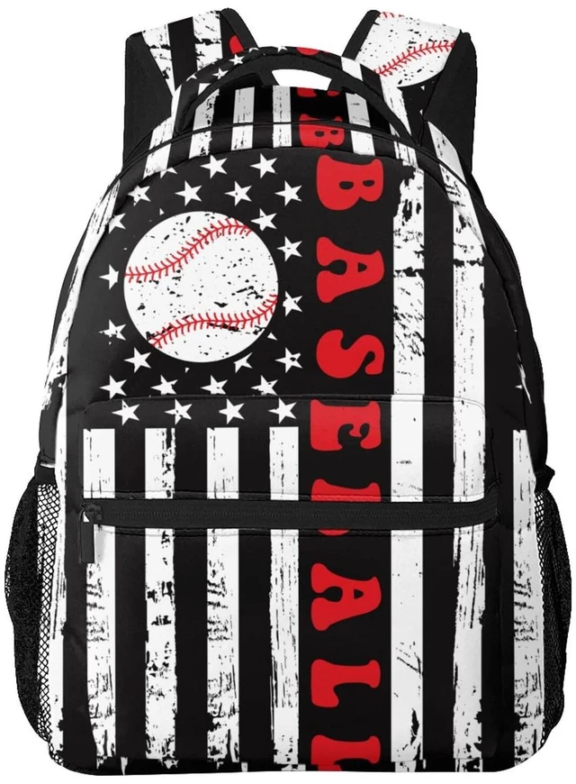 Main image of Vintage Baseball American Flag Backpack For School Bags Bookbag Big Casual Daypack For Student Girls Boys Kids Teens Travel Sports Work
