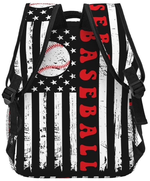 Alt view image 5 of 7 - Vintage Baseball American Flag Backpack For School Bags Bookbag Big Casual Daypack For Student Girls Boys Kids Teens Travel Sports Work