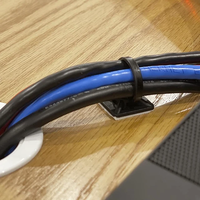 Alt view image 5 of 7 - 0.75 Inch Zip Tie Mounts, 3M Tape Self Adhesive, Black, 200 Pack Cord Management, Cable Tie Anchors, Desk & Table Organizer