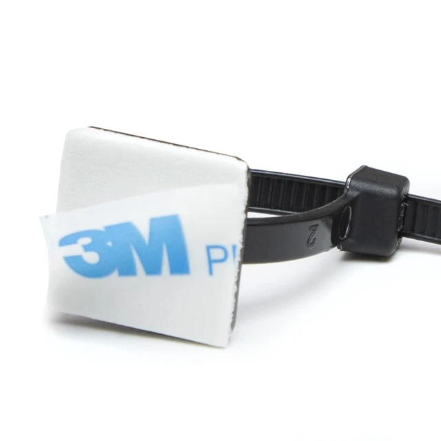 Alt view image 6 of 7 - 0.75 Inch Zip Tie Mounts, 3M Tape Self Adhesive, Black, 200 Pack Cord Management, Cable Tie Anchors, Desk & Table Organizer