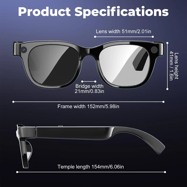 Alt view image 6 of 6 - AI Smart Glasses with 13MP Camera, ChatGPT Voice Control, Real-Time Translator, Photochromic Transition Lenses, Voice Control Smart Wearable