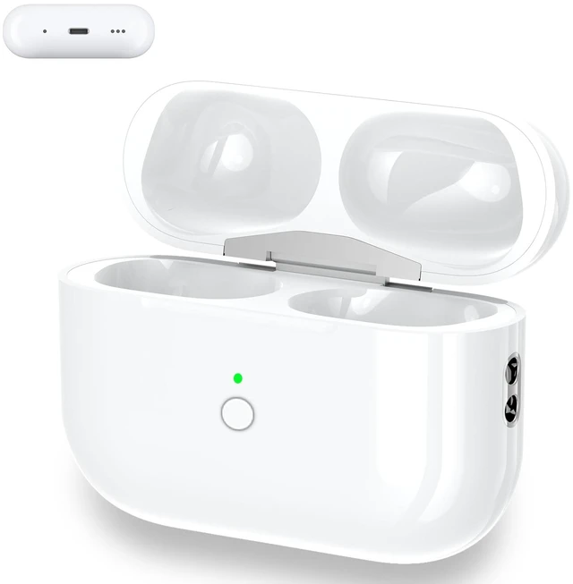 Main image of Wireless Charging Case Replacement Compatible with AirPods Pro 1st & 2nd Generation, AirPods Pro 1st & 2nd Charger Case with Bluetooth Pairing Sync Button - No Earbudsnot usb-c port