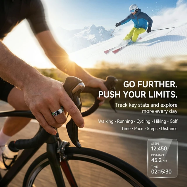 Alt view image 3 of 7 - Smart Ring Fitness Tracker No Subscription (Silver, 10#) Sleep Tracking, Heart Rate Monitoring, Gesture Control and Waterproof Design for Everyday Activity Tracking