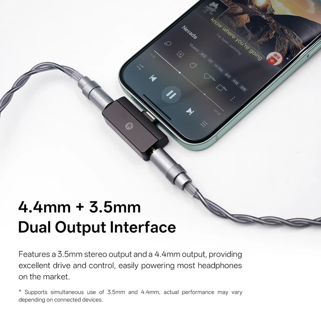 Alt view image 4 of 7 - C30 Portable IEM DAC Amp, USB C to 3.5mm & 4.4mm Dual Output Hi-Res 32-bit/384kHz Decoder with OPA Amplifier, 10-Band EQ Tuning, 57mW@32 Mini Audio Adapter for Phone/PC