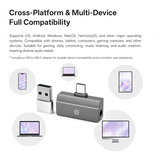Alt view image 6 of 7 - C30 Portable IEM DAC Amp, USB C to 3.5mm & 4.4mm Dual Output Hi-Res 32-bit/384kHz Decoder with OPA Amplifier, 10-Band EQ Tuning, 57mW@32 Mini Audio Adapter for Phone/PC
