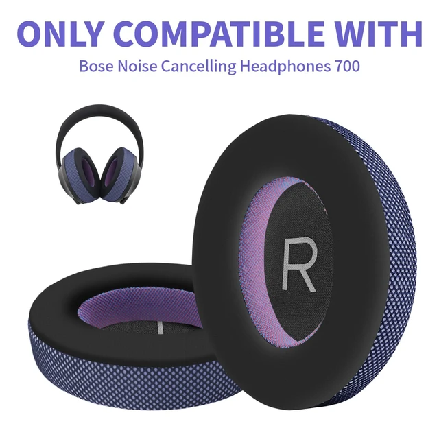 Alt view image 3 of 7 - Upgraded Replacement Ear Pads for Bose 700 Noise Cancelling (NC700) - Cooling Gel Replacement Ear Pads, Ice Silk Fabric Memory Foam, Added Thickness, Extra Durable Ear CushionsBlack/Purple