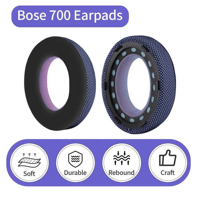 Alt view image 4 of 7 - Upgraded Replacement Ear Pads for Bose 700 Noise Cancelling (NC700) - Cooling Gel Replacement Ear Pads, Ice Silk Fabric Memory Foam, Added Thickness, Extra Durable Ear CushionsBlack/Purple