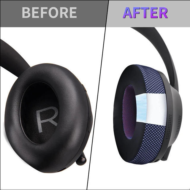 Alt view image 7 of 7 - Upgraded Replacement Ear Pads for Bose 700 Noise Cancelling (NC700) - Cooling Gel Replacement Ear Pads, Ice Silk Fabric Memory Foam, Added Thickness, Extra Durable Ear CushionsBlack/Purple