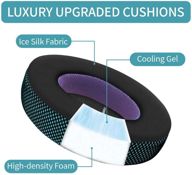 Alt view image 2 of 7 - Upgraded Replacement Ear Pads for Bose 700 Noise Cancelling (NC700) - Cooling Gel Replacement Ear Pads, Ice Silk Fabric Memory Foam, Added Thickness, Extra Durable Ear CushionsBlack/Blue