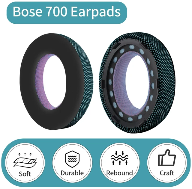 Alt view image 4 of 7 - Upgraded Replacement Ear Pads for Bose 700 Noise Cancelling (NC700) - Cooling Gel Replacement Ear Pads, Ice Silk Fabric Memory Foam, Added Thickness, Extra Durable Ear CushionsBlack/Blue