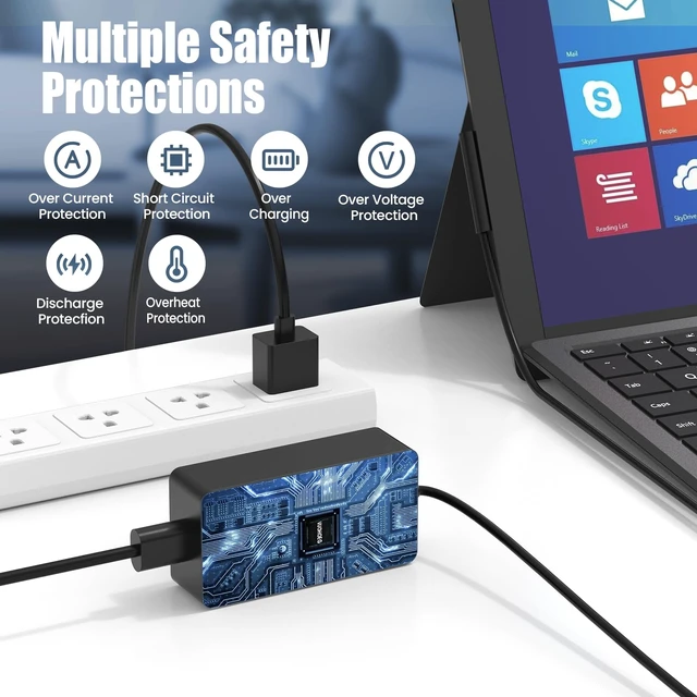 Alt view image 6 of 7 - 102W Surface Charger Compatible with Microsoft Laptop Studio, Surface Book 3/4/5, Surface Pro 7/6/5/4/3, Surface Go, 15V 6.6A Power Supply Adapter with USB Port, Magnetic Connector