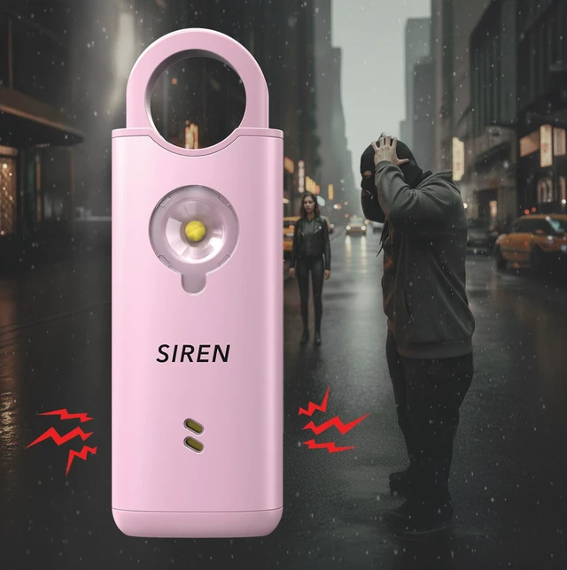 Alt view image 4 of 7 - Personal Safety Alarm by 135dB Siren, Flashing Light, Pull & Vibration Activation, USB-C Rechargeable Keychain (Pink)