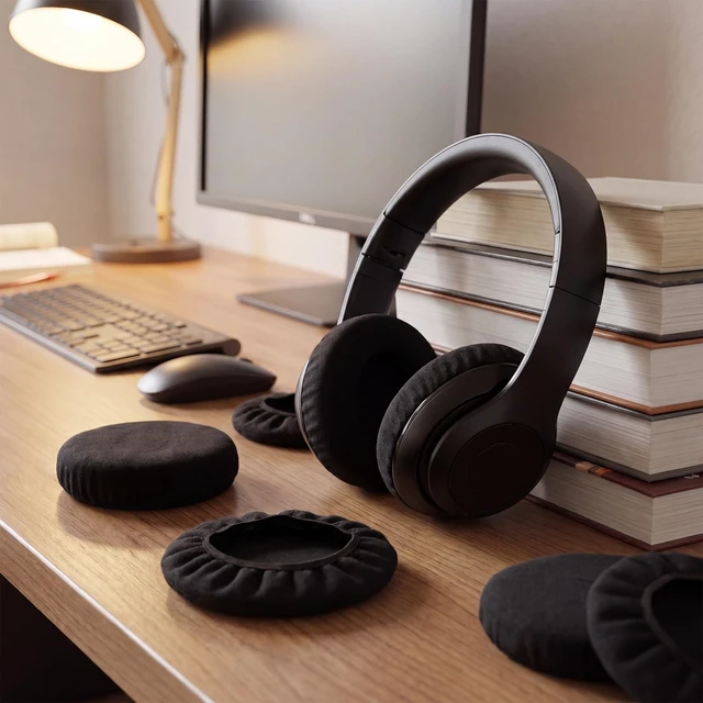 Alt view image 5 of 6 - 4 Pairs Cotton Over Ear Headphone Covers, Replacement and Sanitary Stretchable Headset Ear Covers for 3.5"-4.3" Earcups, Sweatproof Sanitary Earcup Protector for Gym, Gaming, Library, Aviation