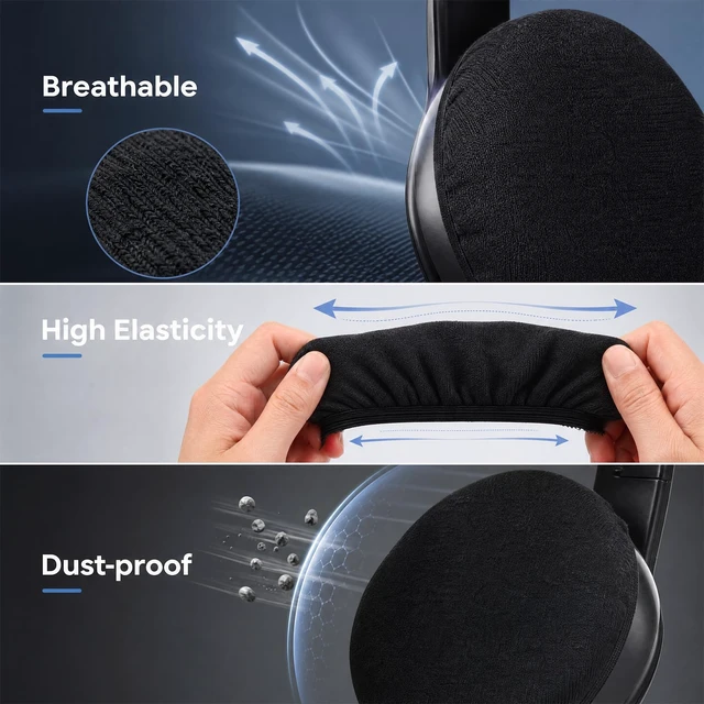 Alt view image 4 of 6 - 4 Pairs Cotton Over Ear Headphone Covers, Replacement and Sanitary Stretchable Headset Ear Covers for 3.5"-4.3" Earcups, Sweatproof Sanitary Earcup Protector for Gym, Gaming, Library, Aviation