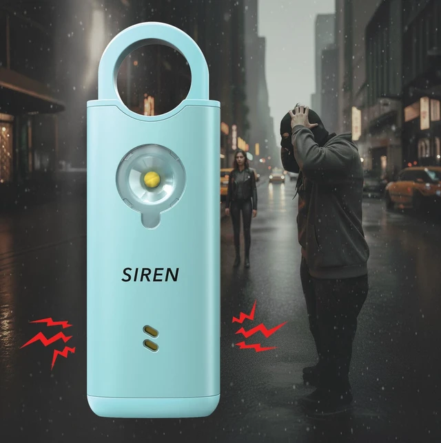Alt view image 4 of 7 - Personal Safety Alarm by 135dB Siren, Flashing Light, Pull & Vibration Activation, USB-C Rechargeable Keychain (Mint)