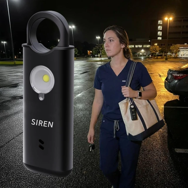 Alt view image 6 of 7 - Personal Safety Alarm by 135dB Siren, Flashing Light, Pull & Vibration Activation, USB-C Rechargeable Keychain (Mint)