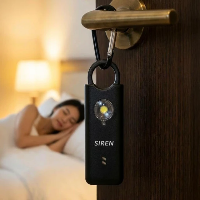 Alt view image 7 of 7 - Personal Safety Alarm by 135dB Siren, Flashing Light, Pull & Vibration Activation, USB-C Rechargeable Keychain (Mint)