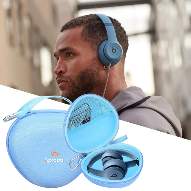 Alt view image 4 of 7 - Blue Headphone Case for Beats Studio Pro/Beats Solo 4 / Beats Solo3 / Beats Studio3 Wireless On-Ear Headphones -Portable Storage Headset case
