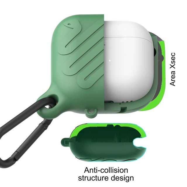 Alt view image 3 of 7 - Waterproof Case for AirPods 5 / AirPods 4 (Green) 2026 AirPods 5 waterproof case
