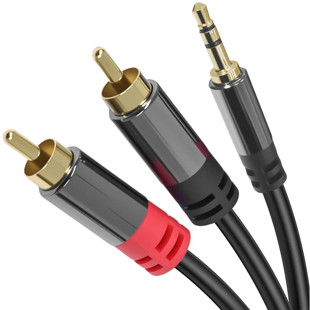 Main image of 3.5mm to RCA Audio Cable, Aux to RCA, 16ft Cable with Gold-Plated Connectors, Durable PVC Jacket Aux Adapter for Phone, Laptop, Mixer, Speaker, Car Stereo, Home