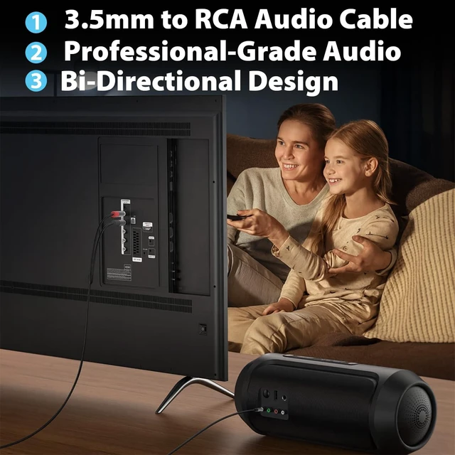 Alt view image 2 of 7 - 3.5mm to RCA Audio Cable, Aux to RCA, 16ft Cable with Gold-Plated Connectors, Durable PVC Jacket Aux Adapter for Phone, Laptop, Mixer, Speaker, Car Stereo, Home