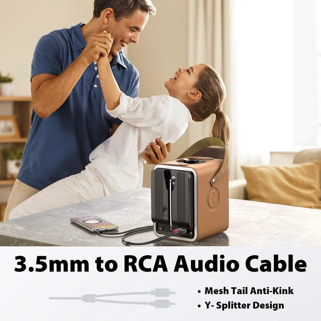 Alt view image 3 of 7 - 3.5mm to RCA Audio Cable, Aux to RCA, 16ft Cable with Gold-Plated Connectors, Durable PVC Jacket Aux Adapter for Phone, Laptop, Mixer, Speaker, Car Stereo, Home