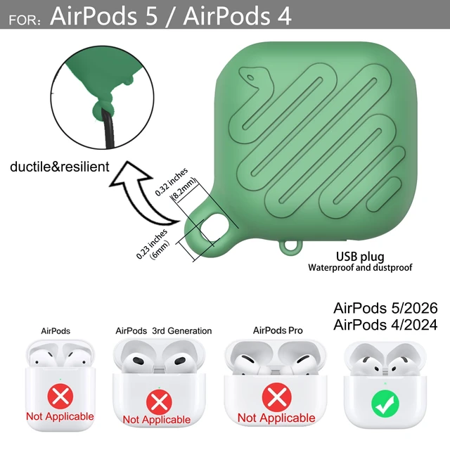 Alt view image 7 of 7 - Waterproof Case for AirPods 5 / AirPods 4 (Green) 2026 AirPods 5 waterproof case