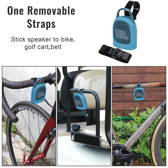 Alt view image 4 of 7 - Portable Silicone Case for JBL Clip 5 Ultra Bluetooth Speaker with Removable Strap for Boat Bike Golf Cart (Blue)