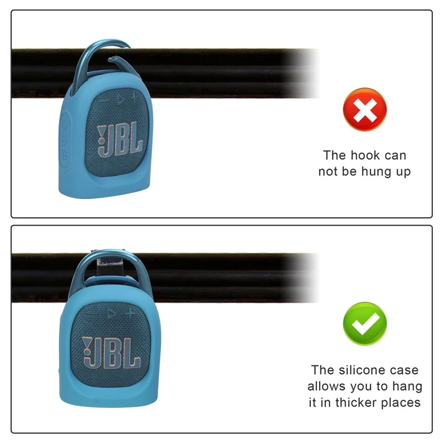 Alt view image 6 of 7 - Portable Silicone Case for JBL Clip 5 Ultra Bluetooth Speaker with Removable Strap for Boat Bike Golf Cart (Blue)