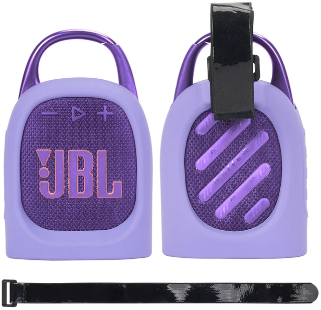 Main image of Portable Silicone Case for JBL Clip 5 Ultra Bluetooth Speaker with Removable Strap for Boat Bike Golf Cart (Purple)
