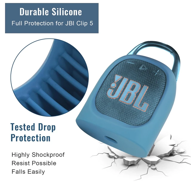 Alt view image 7 of 7 - Portable Silicone Case for JBL Clip 5 Ultra Bluetooth Speaker with Removable Strap for Boat Bike Golf Cart (Blue)