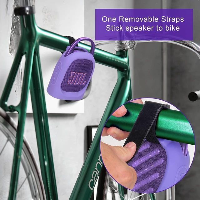 Alt view image 3 of 7 - Portable Silicone Case for JBL Clip 5 Ultra Bluetooth Speaker with Removable Strap for Boat Bike Golf Cart (Purple)