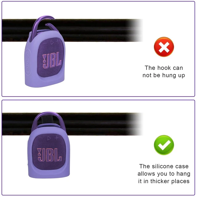 Alt view image 6 of 7 - Portable Silicone Case for JBL Clip 5 Ultra Bluetooth Speaker with Removable Strap for Boat Bike Golf Cart (Purple)
