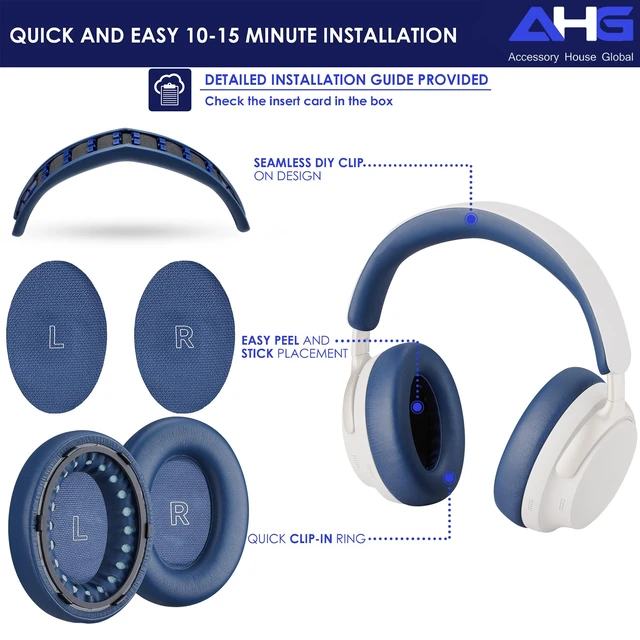 Alt view image 7 of 7 - QC Ultra Replacement Ear pad and Headband Pad Kit Cushion Compatible with Bose QuietComfort Ultra Wireless Headphones (Lunar Blue). Easy DIY Fit Premium Materials