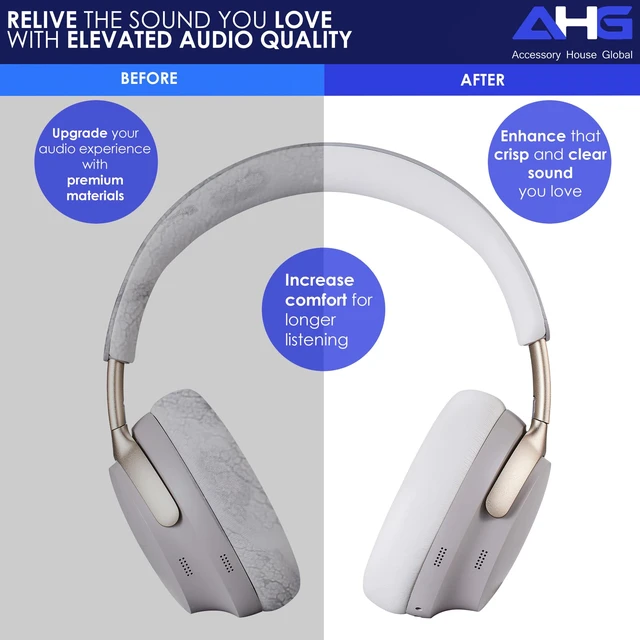 Alt view image 3 of 7 - QC Ultra Replacement Ear pad and Headband Pad Kit Cushion Compatible with Bose QuietComfort Ultra Wireless Headphones. (-QUIETCOMFORT-Ultra-Combo-White-Smoke)